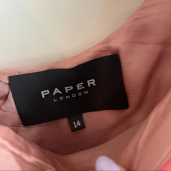 Paper London Pink Wool One Shoulder Ruffle Dress size 14 - Picture 3 of 8